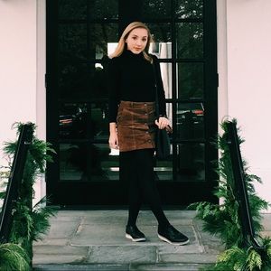 Brown Corduroy Button-Up Skirt